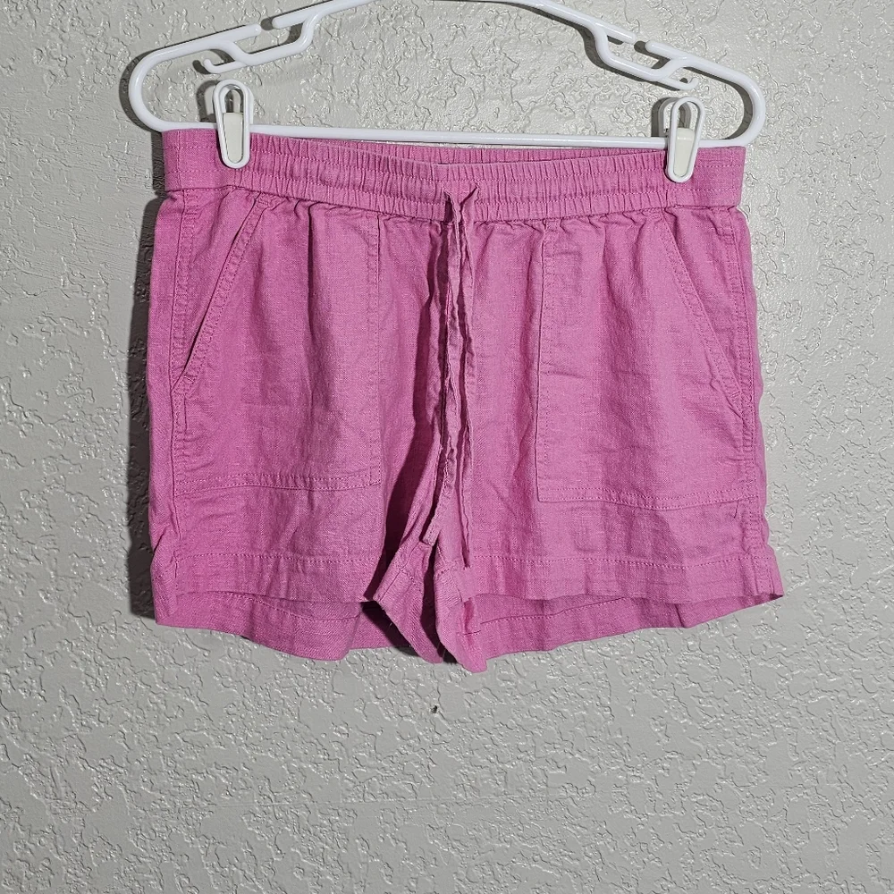 J. Crew Solid Pink Linen Blend Shorts